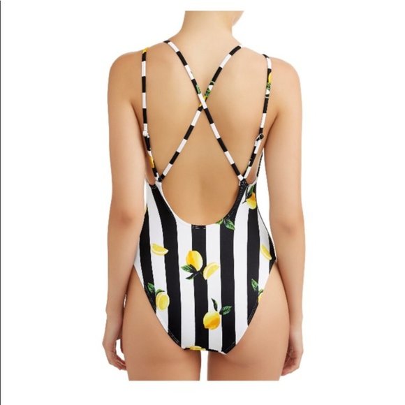 No Boundaries Fruity Stripe One Piece Swimsuit M - Picture 2 of 10